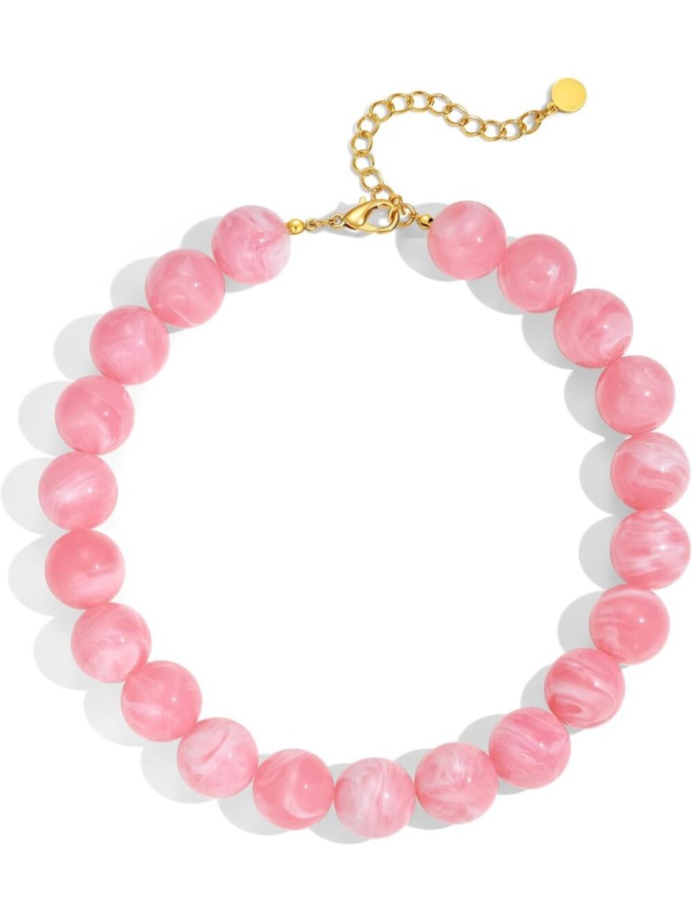 Women's 20MM Light Pink Chunky Resin Bead Choker Boho Summer Beach Jewelry